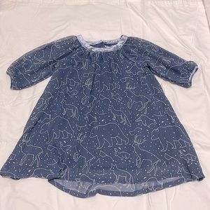 Girl’s Light Navy Constellation 3/4 Sleeve Dress. Size 5T